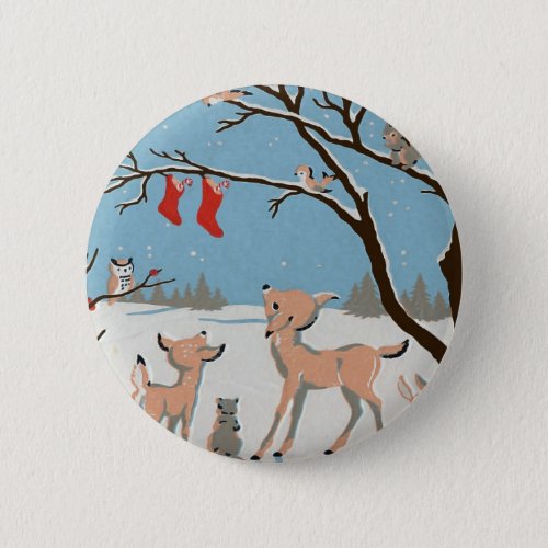 Winter Forest Animals Pinback Button