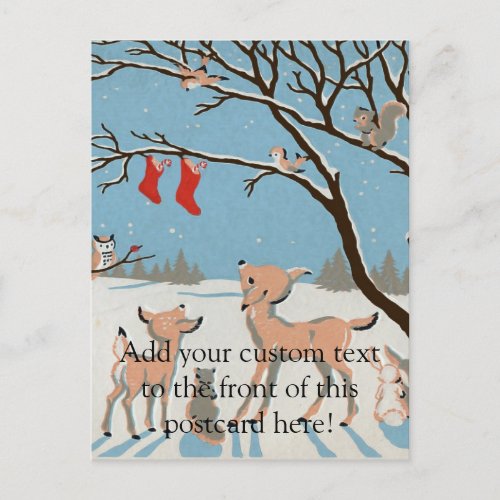 Winter Forest Animals Postcard