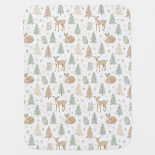 Winter Forest Animals Seamless Pattern Baby Blanket