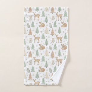 Winter Forest Animals Seamless Pattern Hand Towel