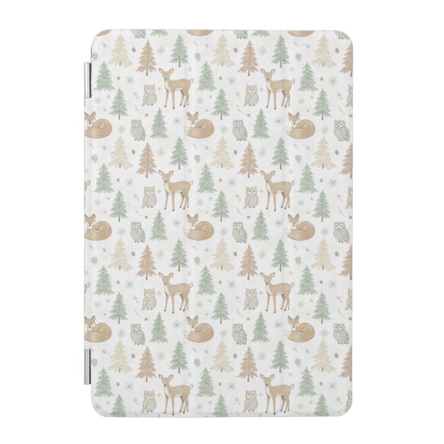 Winter Forest Animals Seamless Pattern iPad Mini Cover (Front)