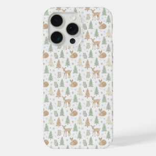 Winter Forest Animals Seamless Pattern iPhone 15 Pro Max Case