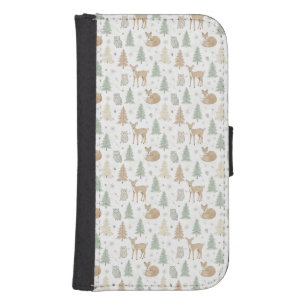 Winter Forest Animals Seamless Pattern Galaxy S4 Wallet Case