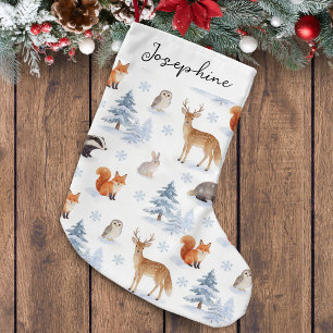 Winter Forest Animals Wildlife Personalized Small Christmas Stocking