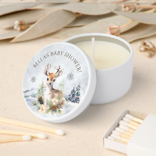 Winter Forest Baby Deer Animal Baby Shower Mini Candle Favors