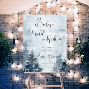 Winter forest Baby It's Cold Outside baby shower Foam Board