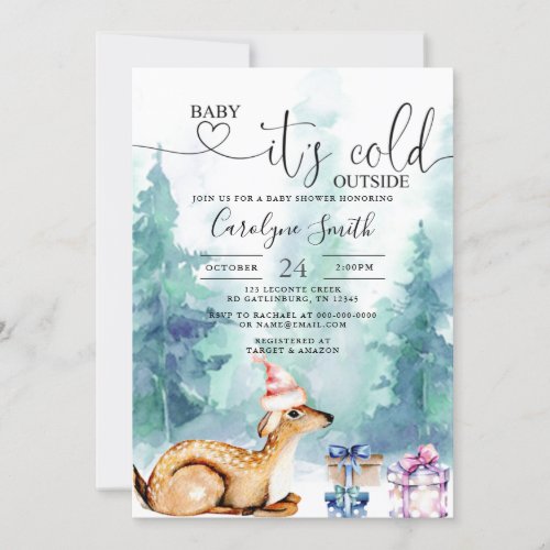 Winter Forest  Baby its cold outside Baby Shower I Invitation