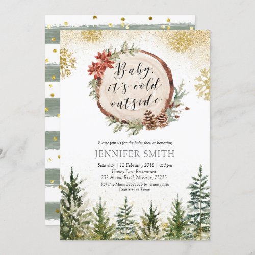 Winter Forest Baby Its Cold Outside Baby Shower Invitation