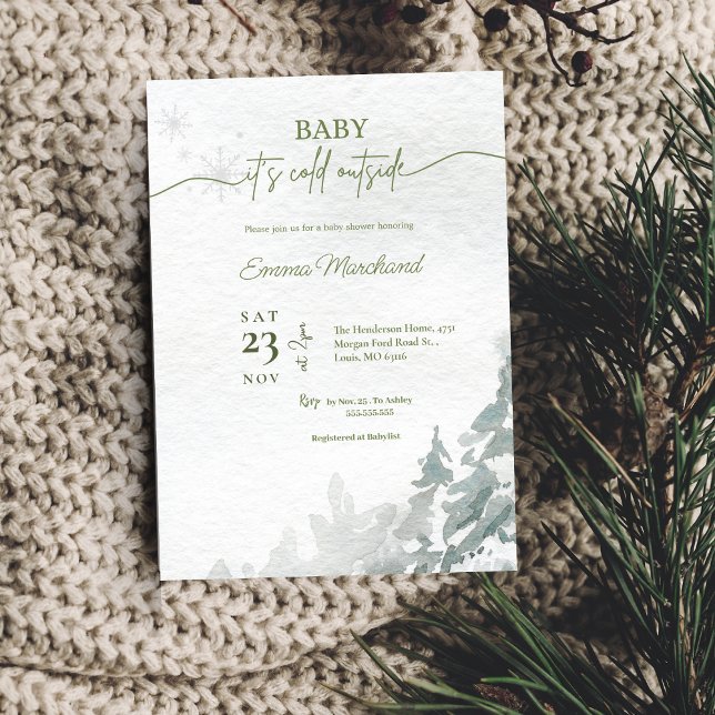 Winter Forest Baby its cold outside baby shower Invitation (Creator Uploaded)