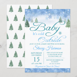 Winter Forest Baby Its Cold Outside Baby Shower Invitation