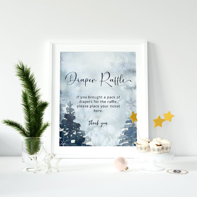 Winter forest baby it's cold outside diaper raffle poster (Creator Uploaded)
