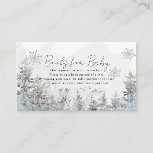 Winter Forest Baby Shower Book Reqest Enclosure Card