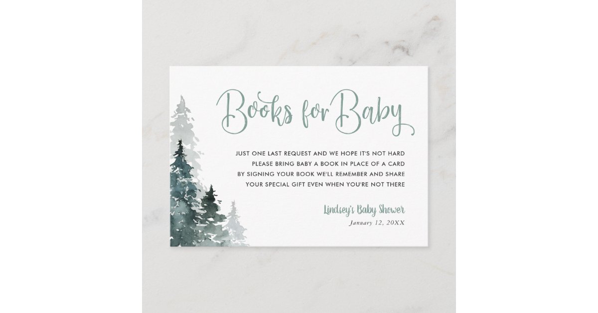 Winter Forest Baby Shower Book Request Card Zazzle Com