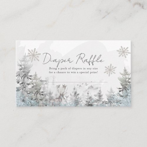Winter Forest Baby Shower Diaper Raffle Ticket Enclosure Card