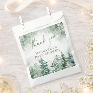 Winter forest baby shower favor bag