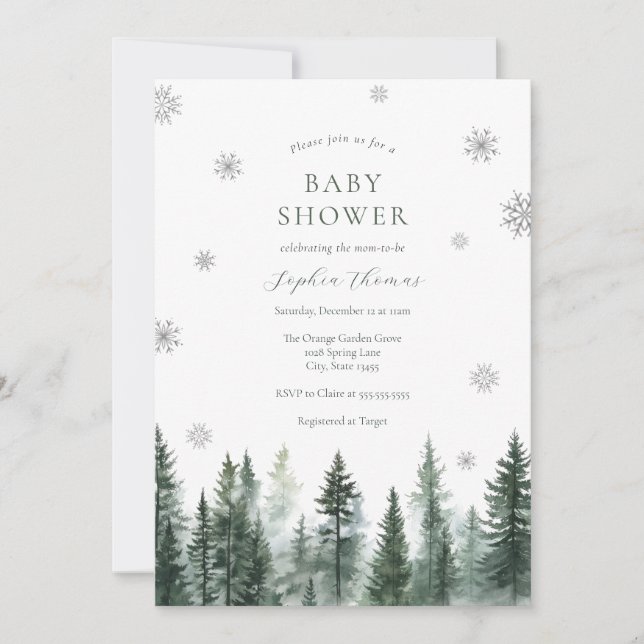 Winter Forest Baby Shower Invitation (Front)