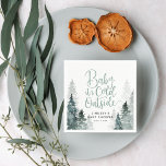 Winter Forest Baby Shower Napkins<br><div class="desc">Custom printed baby shower paper napkins in a pretty gender neutral color palette of muted blues and grays. This sweet design features a forest of watercolor evergreen trees and modern hand lettering style script that says Baby It's Cold Outside - perfect for a rustic winter baby shower theme. Personalize it...</div>