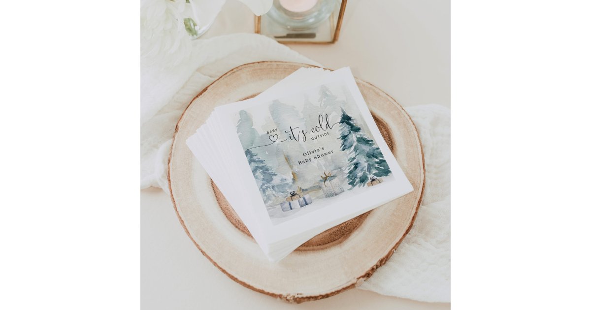Winter forest baby shower napkins | Zazzle