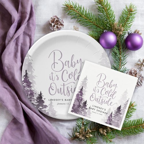 Winter Forest Baby Shower Paper Plates