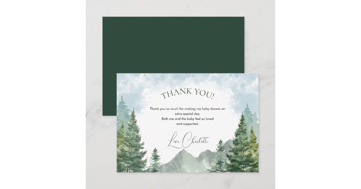 Winter Forest Baby Shower Thank you Card | Zazzle
