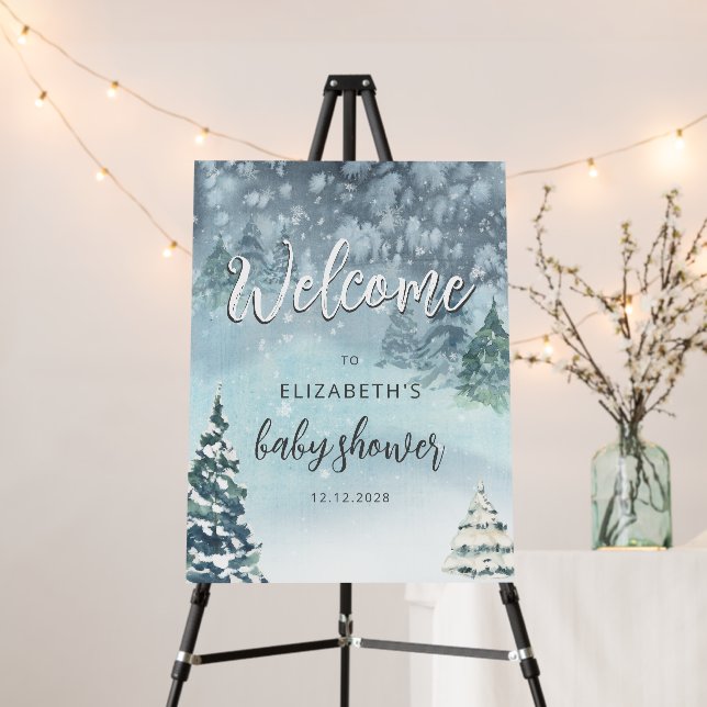 Winter Forest Baby Shower Welcome Foam Board (In Situ (Stand))