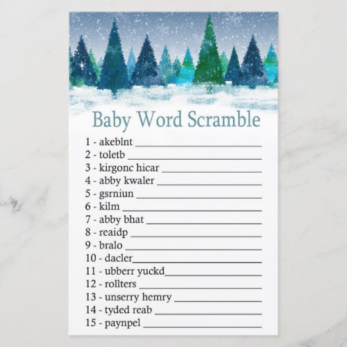 winter forest Baby word scramble game