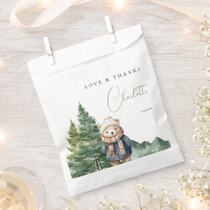 Winter Forest Bear Baby Shower Favor Bag