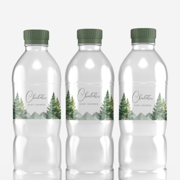 Winter Forest Bear Baby Shower Water Bottle Label