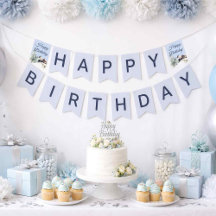 Winter Forest Birthday Banner