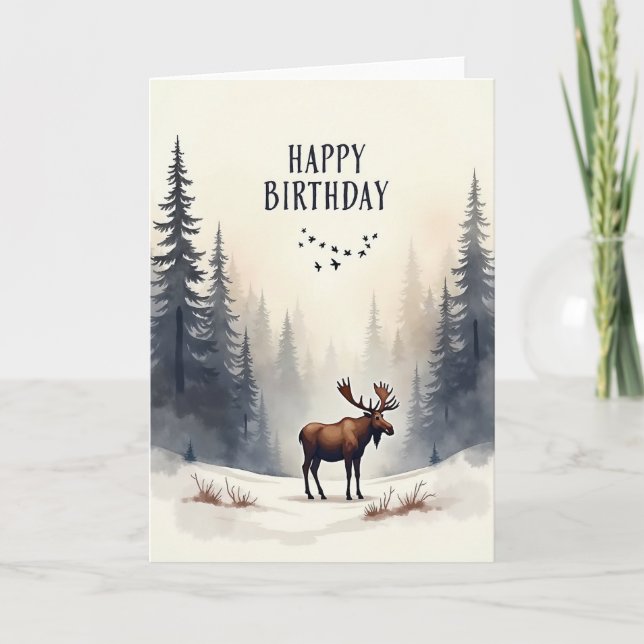 Winter Forest Birthday Card (Front)