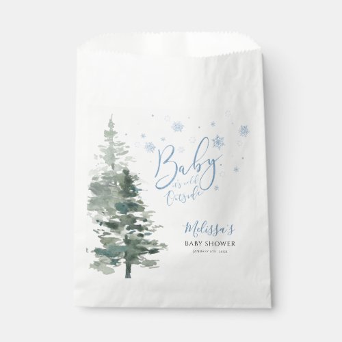 Winter Forest Blue Its Cold Outside Baby Shower Favor Bag