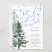 Winter Forest Blue It's Cold Outside Baby Shower Invitation (Front)