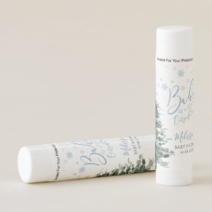 Winter Forest Blue It's Cold Outside Baby Shower Lip Balm
