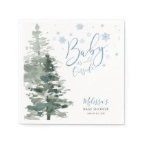 Winter Forest Blue It's Cold Outside Baby Shower Napkins