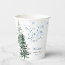 Winter Forest Blue It's Cold Outside Baby Shower Paper Cups
