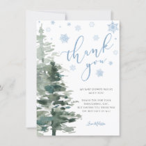 Winter Forest Blue It's Cold Outside Flat Thank You Card