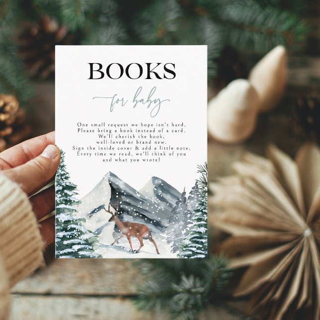 Winter Forest Books for Baby Shower Enclosure Card (Creator Uploaded)