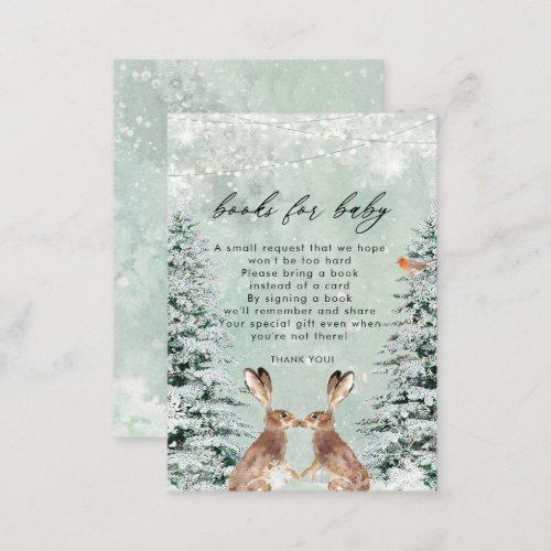 winter forest bunny books for baby request card
