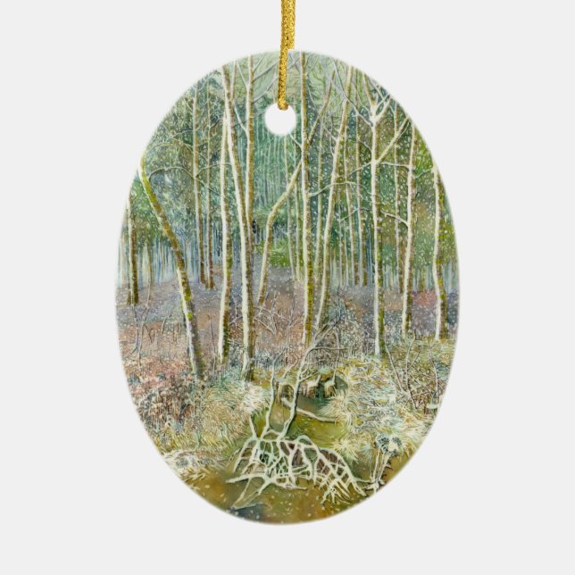winter forest ceramic ornament (Front)