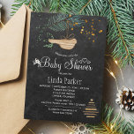 Winter forest chalkboard watercolor baby shower invitation<br><div class="desc">Rustic elegant winter nature baby shower stylish invitation template on dark grey chalkboard featuring a pine tree bough with a wooden bird, a dried branches Christmas tree with star and watercolor splashes, white flowers and little hearts. You can choose to customize it further changing fonts and colors of lettering. ----...</div>