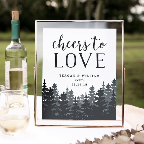 Winter Forest  Cheers to Love Wedding Bar Sign