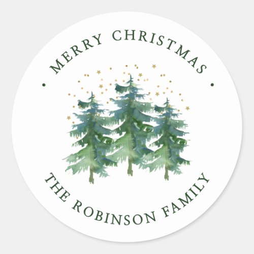 Winter Forest Christmas Classic Round Sticker