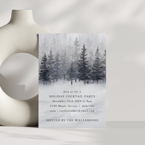 Winter Forest Christmas Cocktail Party Holiday Invitation