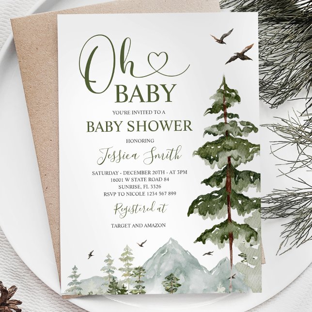 Winter Forest Christmas Greenery Baby Shower Invitation (Creator Uploaded)