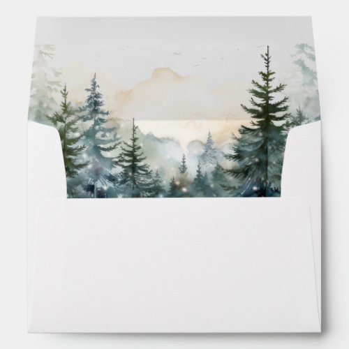 winter forest christmas holiday lined envelopes
