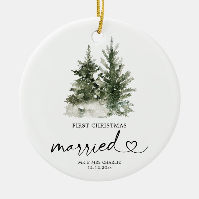 Winter Forest Christmas Married Ornament Gift (Front)