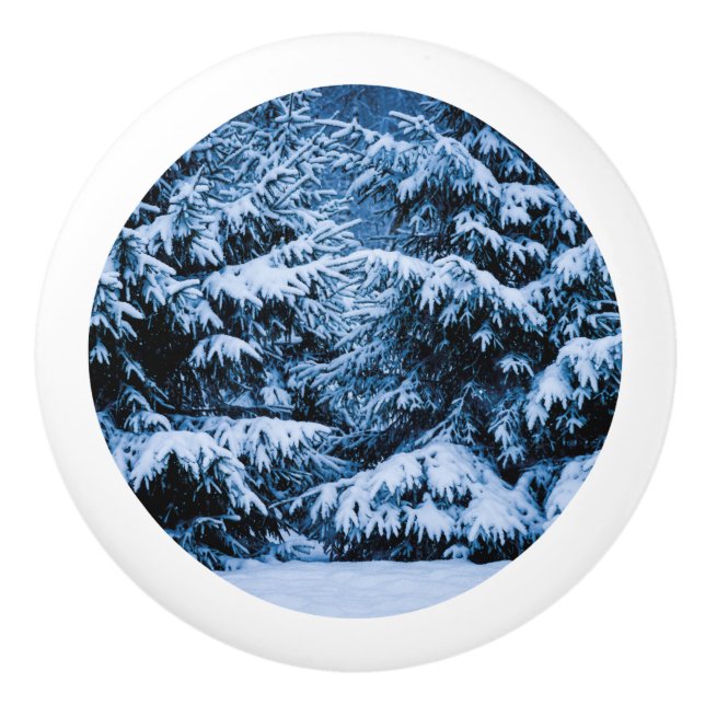 Winter Forest Christmas Tree Ceramic Knob (Front)