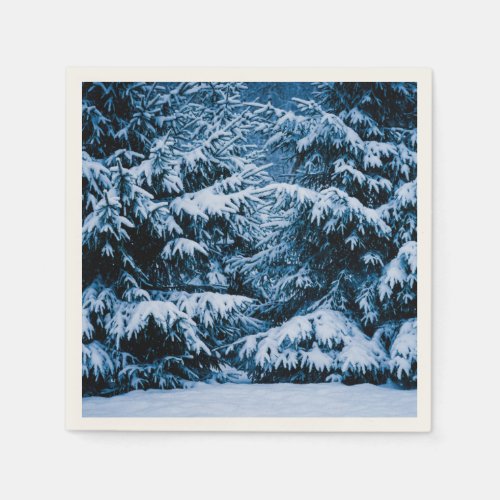 Winter Forest Christmas Tree Paper Napkins