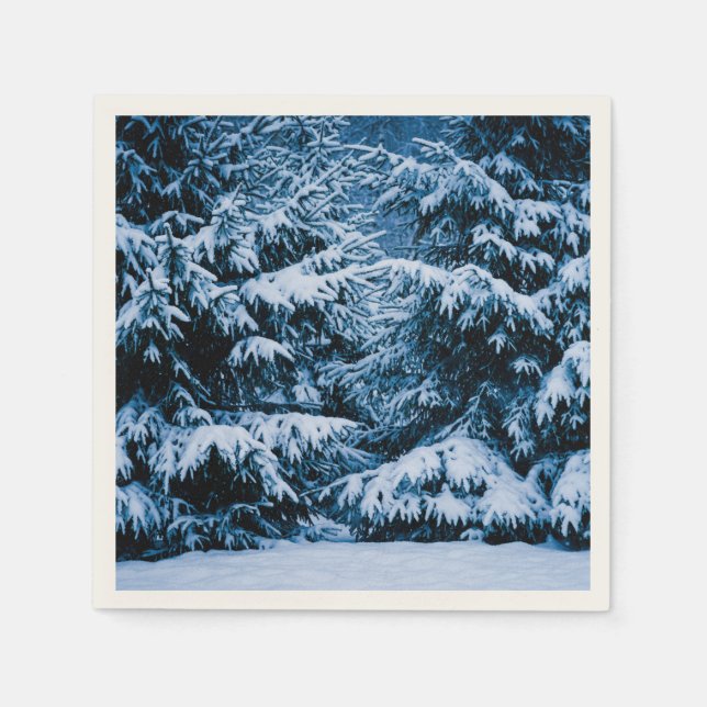 Winter Forest Christmas Tree Paper Napkins (Front)