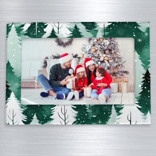 Winter Forest Christmas Trees Pattern Modern Magnetic Frame